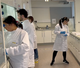 students in a chemistry lab